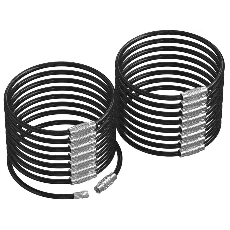 Silipac Wire Keychain Cable Rings â€“ Twist-Lock 6.3" (16 cm), 2mm â€“ Car Keyring, Luggage Tag & ID Tag Loop Stainless Steel - Image 1